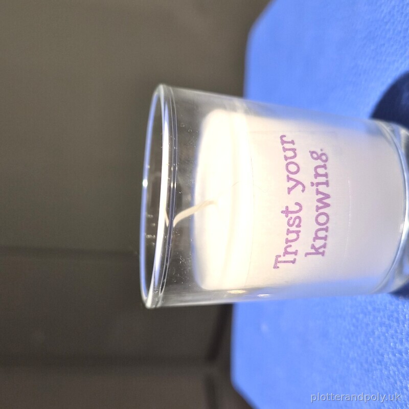 Personalised vinyl decal candle